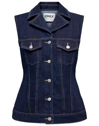 OnlJoana Rinse Denim Vest - Dark Blue Denim